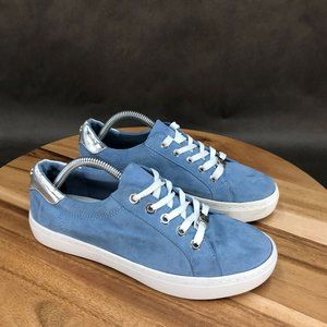 Liz Claiborne Blue Faux Leather Lace Up Sneakers Low Top Shoes Womens Size 6